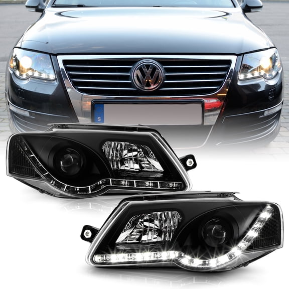 Blk 2006-2008 Volkswagen Passat Led Daytime Running Lights Projector Headlights