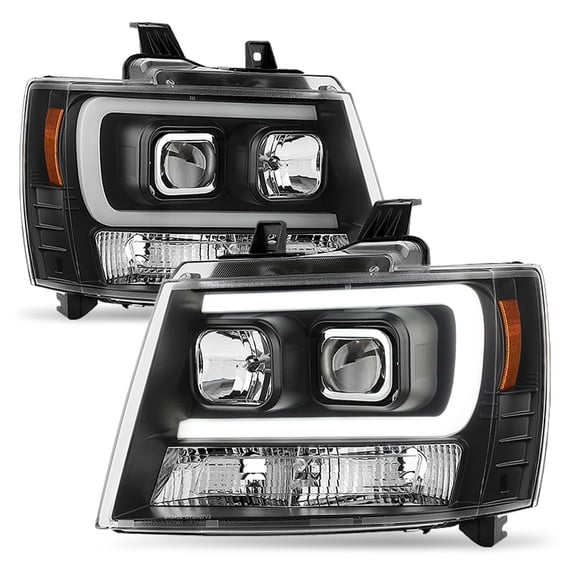 Blk 2007-2014 Chevy Suburban Tahoe Avalanche OPTIC DRL LED Projector Headlights