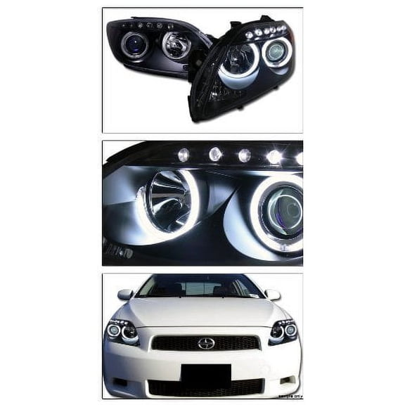 Blk Drl Ccfl Halo Led Projector Head Lights Signal Lamps Amber Scion Tc