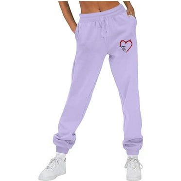 Blmnix 2024 Womens Sweatpants Workout Purple Baggy High Loose Casual Joggers Sweatpants for Junior