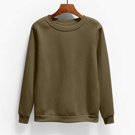 Blmnix 2024 Womens Tops Sweatshirt Green Long Sleeve Crew Neck Solid Loose Pullover Womans Tops Dressy