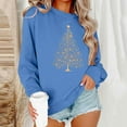 thumbnail image 1 of Blmnix 2025 Hoodie for Women Long Sleeve Christmas Sweatshirt Blue Womens Dressy Tops Crew Neck Cute Pullover Tops, 1 of 6
