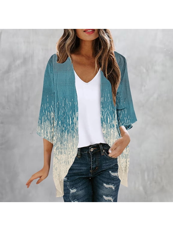 Adaptable Jacket for Women High-Low Convertible Plus Size Lightweight Cardigans Coat Mid-Length Short Sleeve Jackets for Women Casual