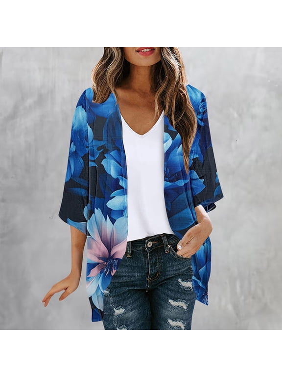 Adaptable Jacket for Women High-Low Plus Size Convertible Lightweight Cardigans Raincoat Mid-Length Short Sleeve Jackets for Women Trendy