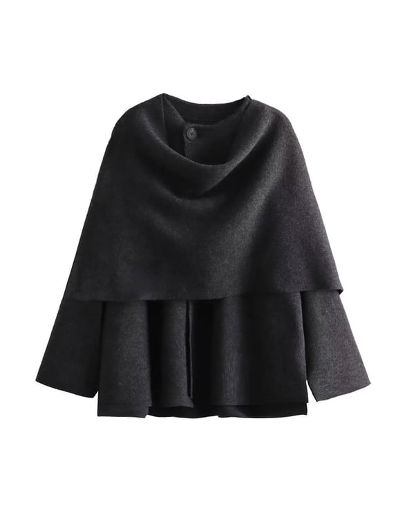 Adaptable Women's Coats, Jackets & Vests Knit High-Low Convertible Cardigan Sweaters Rain Jacket Gray Button Long Sleeve Jackets for Women Casual