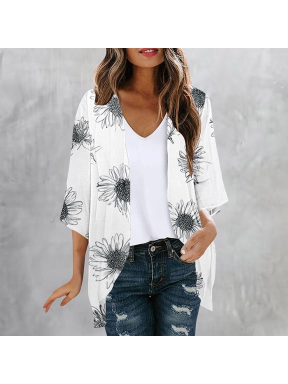 Adaptable Womens Jackets High-Low Plus Size Lightweight Cardigans Convertible Coat Mid-Length Short Sleeve Jackets for Women Casual