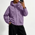thumbnail image 1 of Blmnix Adjustable Cuff Women Jacket Hiking Jacket Women Windbreaker Athletic Drawstring Raincoats with Hood Long Sleeve Purple Jackets for Women Casual, 1 of 6