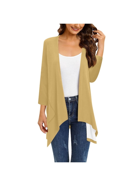 Antimicrobial Protection Women's Coats Convertible Bed Jackets Pull-On Spring Jackets Rain Jackets Cocoon 3/4 Sleeve Yellow Winter Coats for Women