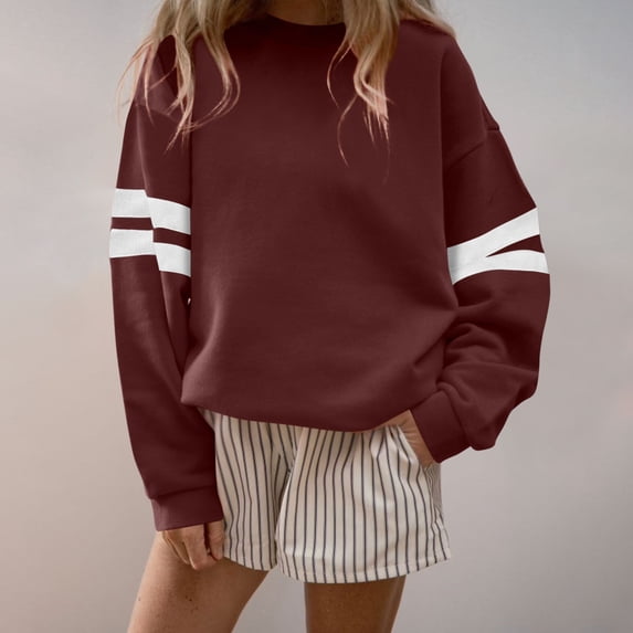 Blmnix Athleisure Football Sweatshirts for Women Basic Tee Wine Pullover Women Casual Tops Crew Neck Long Sleeve Novelty Tops