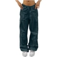 thumbnail image 1 of Blmnix Athletic Pants Women Pants Plus Size Cargo Sweatpants Baggy Low Blue Wide-Leg Long Womens Pants Trendy,XXL, 1 of 8