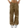 thumbnail image 1 of Blmnix Athletic Pants Women Pants Plus Size Cargo Trousers Baggy Yellow Low Wide-Leg Long Dressy Pants for Women,XL, 1 of 8
