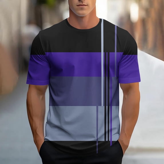 Blmnix Athletic Shirts Tshirt for Men Baggy Pullover Big And Tall Shirts T Shirts Crew Neck Purple Short Sleeve Graphic T Shirts Tee Shirts Mens,XXL