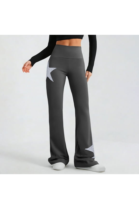 Athletic Wide Leg Pants for Women Pleated Cotton Yoga Pants Jeans Long Slim Bootcut Pull On Pants for Women,M