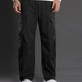 thumbnail image 1 of Blmnix Baggy Hiking Pants Men Pants Carpenter Cargo Work Pants Low Rise Active Fit Leggings Straight-Leg Long Black Men's Casual Pants,S, 1 of 5
