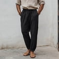 thumbnail image 1 of Blmnix Baggy Men Pants Palazzo Travel Pants Low Waisted Linen Pants Jeans Straight-Leg Black Full Summer Pants for Men,XXXXXL, 1 of 6
