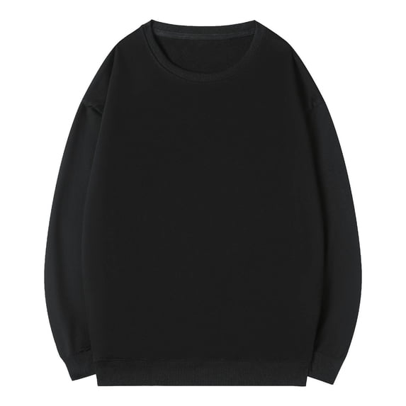 Blmnix Baggy Mens Shirt Sweatshirt Cotton Shirts Pullover T-Shirts Crew Neck Black Long Sleeve Casual Shirts for Men,XXXL