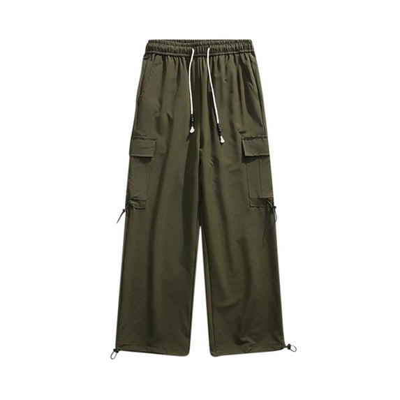 Blmnix Baggy Pants Men Cargo Carpenter Pants Low Waisted Hiking Pants Bottoms Green Wide-Leg Long Summer Pants for Men,XL