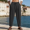 thumbnail image 1 of Blmnix Baggy Trousers for Men Low Waisted Linen Pants Palazzo Lightweight Pants Jeans Taper Cropped Black Summer Pants for Men,L, 1 of 6