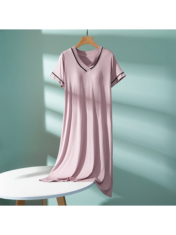 Bamboo Pajamas Pajama Set Petite Pajamas Chemises Tops Purple V-Neck Short Sleeve Ladies Pajamas Sets,XL