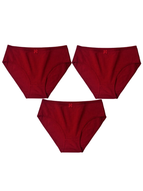 Bamboo Underwear Women Panties Pack Briefs Panty Pull-On Skinny Red Stretchable Bow Period Panties Women,L