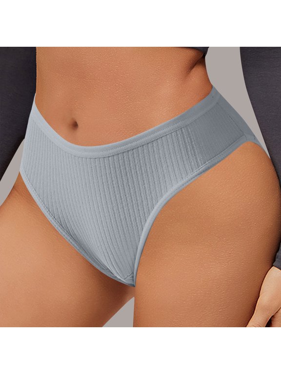 Bamboo Underwear Women's Panties Cheeky Underwear Briefs Underwear Tight Gray Stretchable Pull-On Embossed Plus Size Panties,M