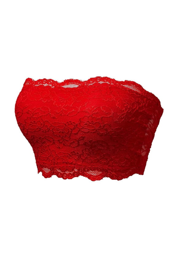 Bandeau Bra Bra for Women Push Up Bra Lace Bralette Bralettes Red Strapless Wireless Bras for Women