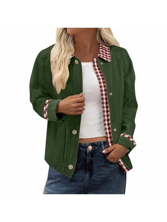 Barn Womens Coats and Jackets Green Lightweight Plus Size Jacket Oversized Long Sleeve Winter Cloting