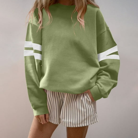 Blmnix Basic Tee Women's Sweatshirt Pullover Athleisure Mint Green Basic Tops Workwear Crew Neck Long Sleeve Tops
