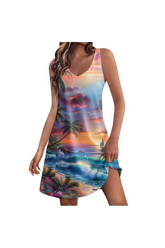 Beach Dresses Wedding Guest Dress Tank Cotton Linen Nightgown V-Neck Sleeveless Winter Dress,M