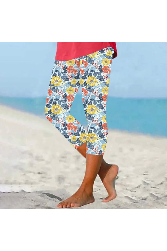 Beach Pants Pants for Women Trendy Flat Front Boho Pants Jeans High Waisted Slim Leg 7/8th Skinny Lightweight Summer Pants Women,XXXXL