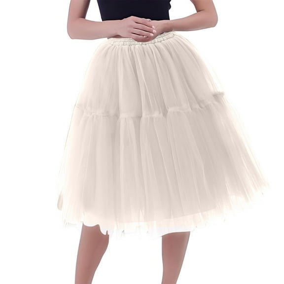Blmnix Beige Womens Skirts Tulle Tutu Women's Skirts Trendy Skirts