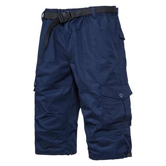 Blmnix Bermuda Mens Shorts Athletic Bike Shorts Cargo Shorts Short Low Belt Blue with Pockets Sweat Shorts Men,L