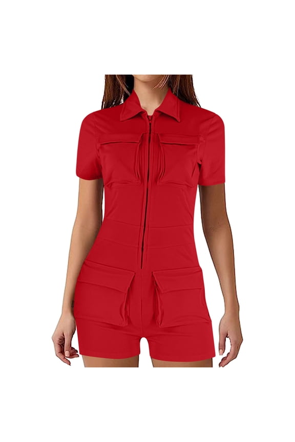 Biker Shorts Shorts Womens Cargo Rompers Shorts High with Pockets Red Running Shorts Women,S