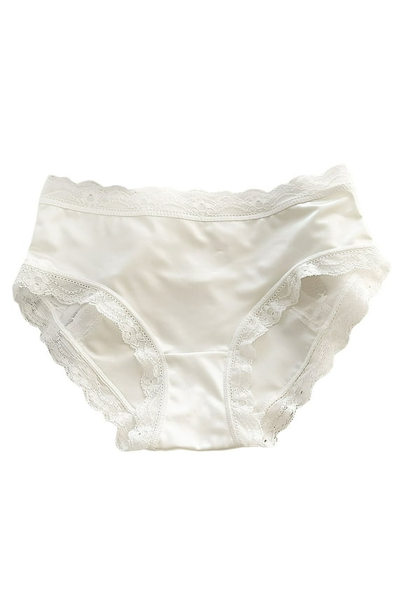 Blmnix Bikini Soft Womens Panties White Silk Lace Satin Womens Panties 2024 1PC, M-XL