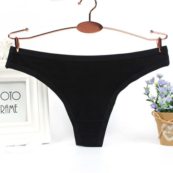 Blmnix Black Cute Panties for Women Thong No Show Nylon Seamless Underwear for Madam Sexy 1PC, XL-XXXL