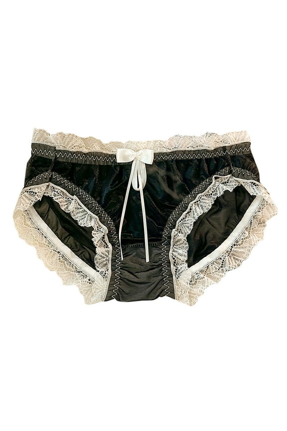 Blmnix Black Elastic Womens Panties Bikini Nylon Silk Lace Panties for Women Cute 1PC, M-XL