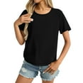 thumbnail image 1 of Blmnix Black Yoga Top 2025 Basic Gym Running Blouses for Women Dressy Crew Neck Short Sleeve Tops, 1 of 6