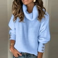 thumbnail image 1 of Blmnix Blue 2024 Tops for Women Sweater Cowl Neck Plus Size Long Sleeve Solid Pullover Juniors Tops Winter, 1 of 5