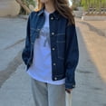thumbnail image 1 of Blmnix Blue Plus Size Jacket Button Down Denim Womens Jackets Fall Warm Winter Clothing, 1 of 7