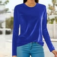 thumbnail image 1 of Blmnix Blue Work Tops Plain Long Sleeve Plus Size Fall Coats for Women 2025 Crew Neck Tops, 1 of 6