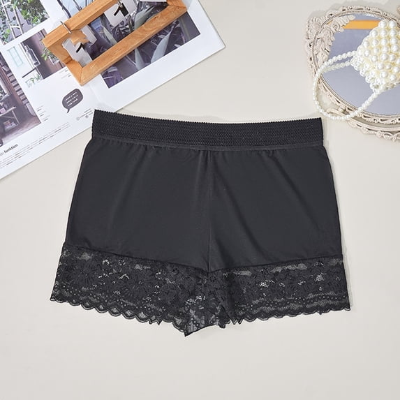 Blmnix Boyshort Women Underwear Plus Size High Waisted Panty Black Lace Panties Cotton Seamless Underwear Women