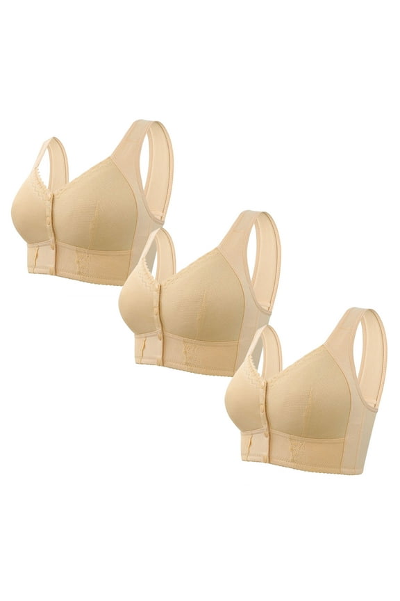 Bra for Women Large Bust Front Closure Racerback Bras Bra Standard Straps Bralette Beige Wireless Bras for Women