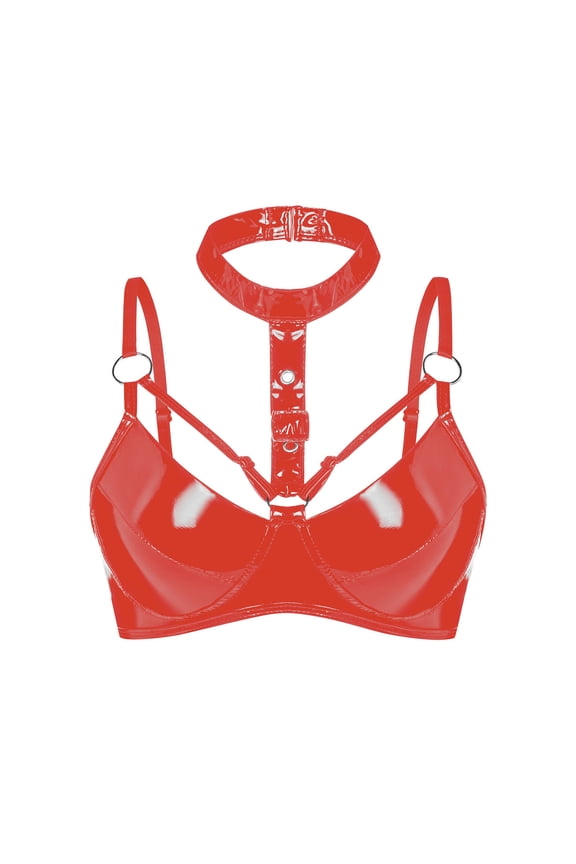Bra for Women Sexy Bra Plus Size Bras Push Up Bra Cut-Out Red Halter Wireless bras for Women