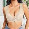 thumbnail image 1 of Blmnix Bras for Women Racerback Bras Lace Bralette Front Closure Bra Full-Figure Beige Sports Bras for Women, 1 of 9