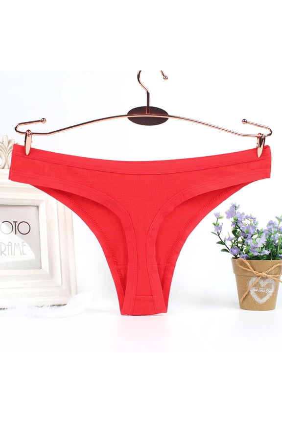 Blmnix Breathable Panties for Women Thong Red Seamless No Show Nylon Underwear for Madam Cute 1PC, XL-XXXL