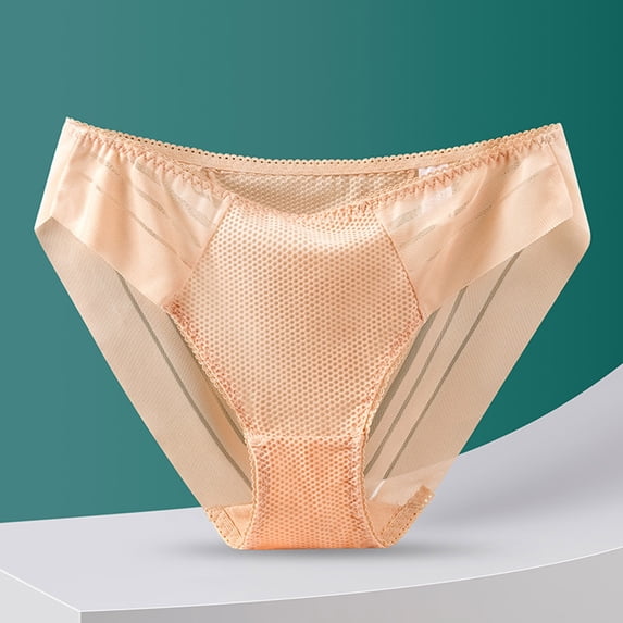 Blmnix Breathable Underwear Women Hipster Panties Plus Size Briefs Yellow Cotton Seamless Underwear Women,XL