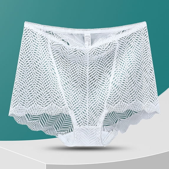 Blmnix Breathable Women Panties High Waisted Sexy Underwear Briefs Lace Panties White Panties for Women Pack,XXL