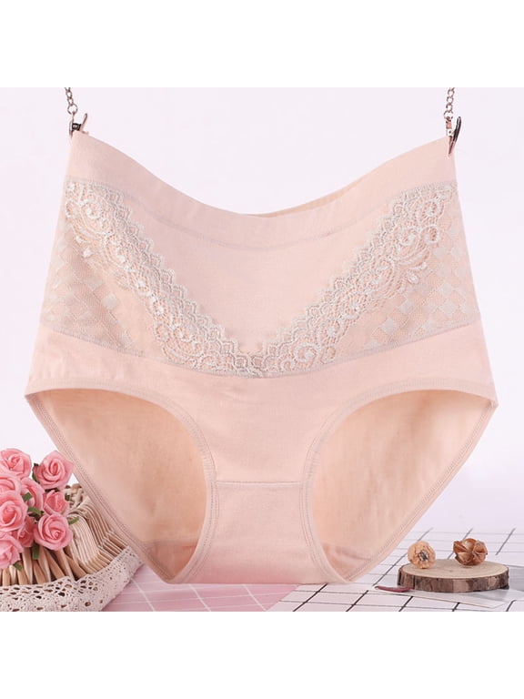 Briefs Ladies Underwear Panties High Waisted Cotton Underwear Panty Modern Fit Pull-On Ventilated Yellow Lace Period Underwear,XXL