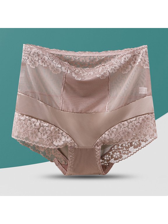Briefs Ladies Underwear Satin Panties High Waisted Briefs Stretchable Active Fit Pull-On Brown Lace Period Panties,XL