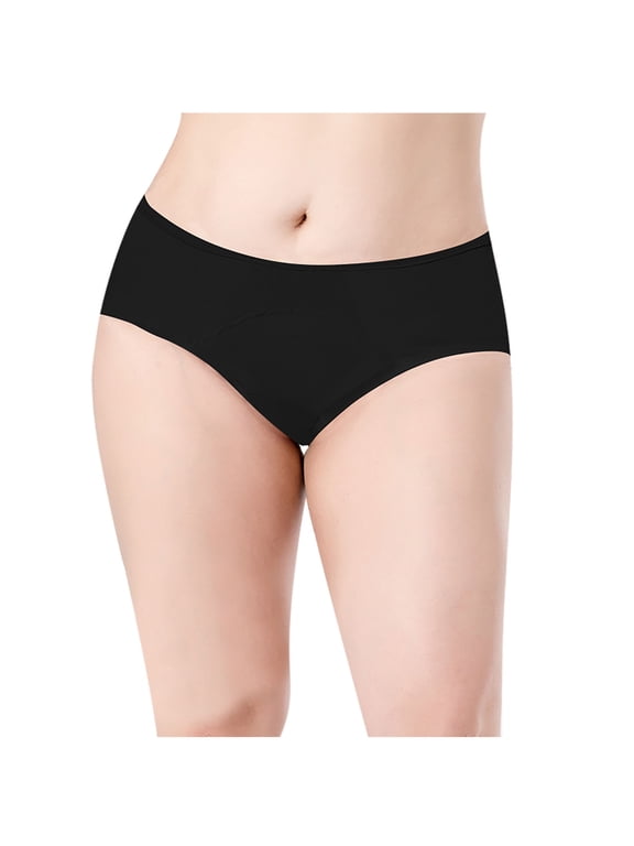 Briefs Panties of Women No Show Underwear Leak Proof Underwear Panties Modern Fit Seamless Pull-On Black Patch Period Underwear,L